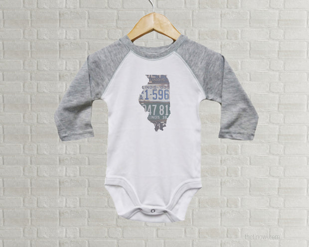 Illinois Baby Onesie | Romper | Vintage License Plate Art