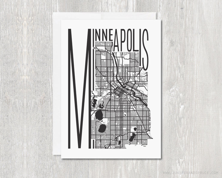 Greeting Card - Minneapolis Map