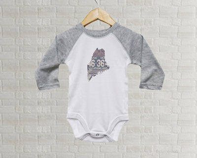 Maine Baby Onesie | Romper | Vintage License Plate Art