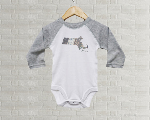 Massachusetts Baby Onesie | Romper | Vintage License Plate Art