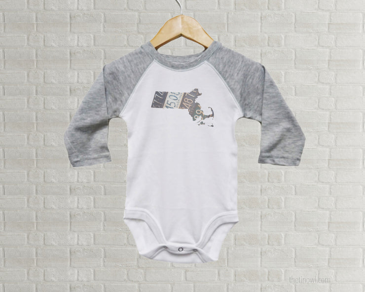 Massachusetts Baby Onesie | Romper | Vintage License Plate Art