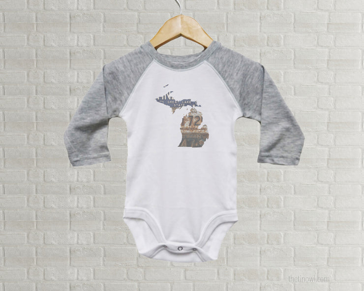 Michigan Baby Onesie | Romper | Vintage License Plate Art
