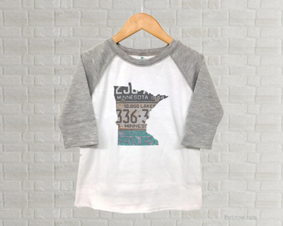 Minnesota Youth Raglan T-Shirt - Vintage License Plate Art