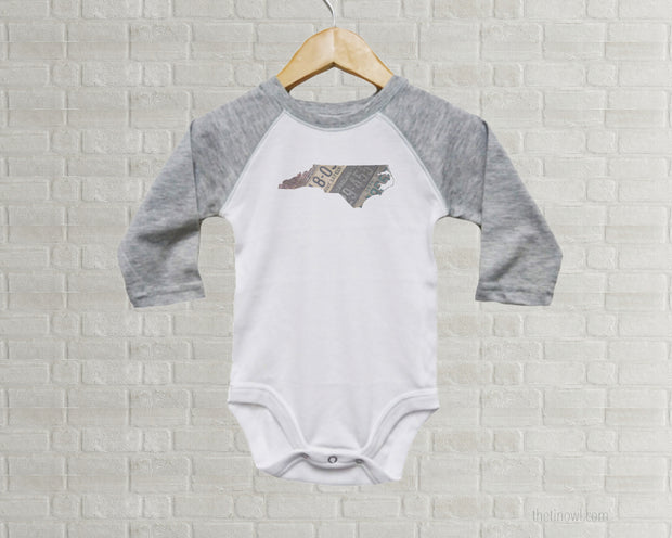 North Carolina Baby Onesie | Romper | Vintage License Plate Art
