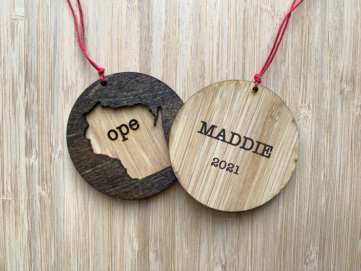 Wisconsin Wooden Ornament (Multiple Styles)