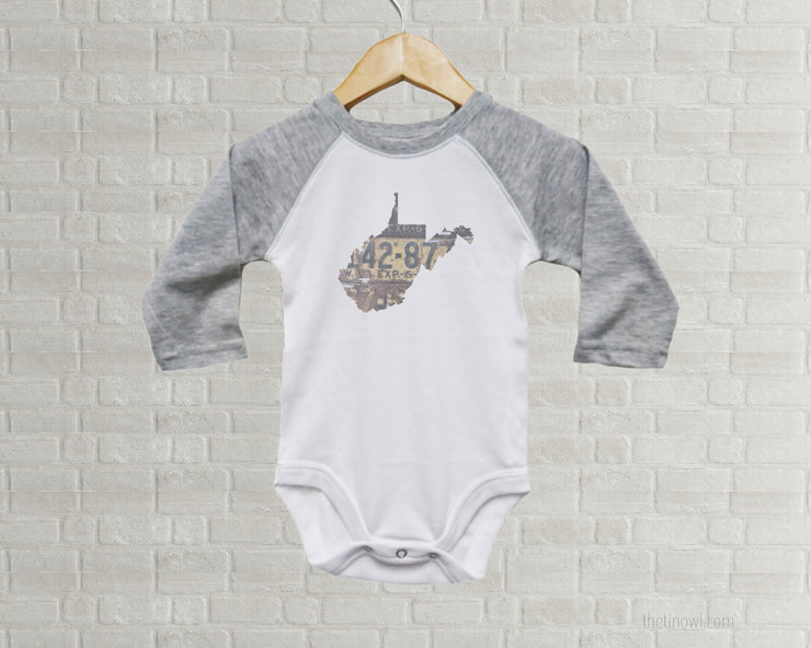 West Virginia Baby Bodysuit | Romper | Vintage License Plate Art