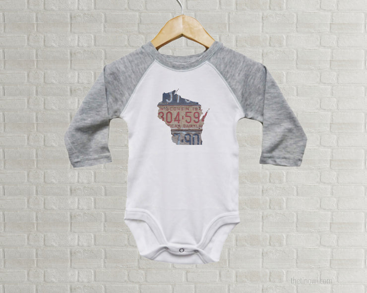 Wisconsin Baby Bodysuit | Romper | Vintage License Plate Art