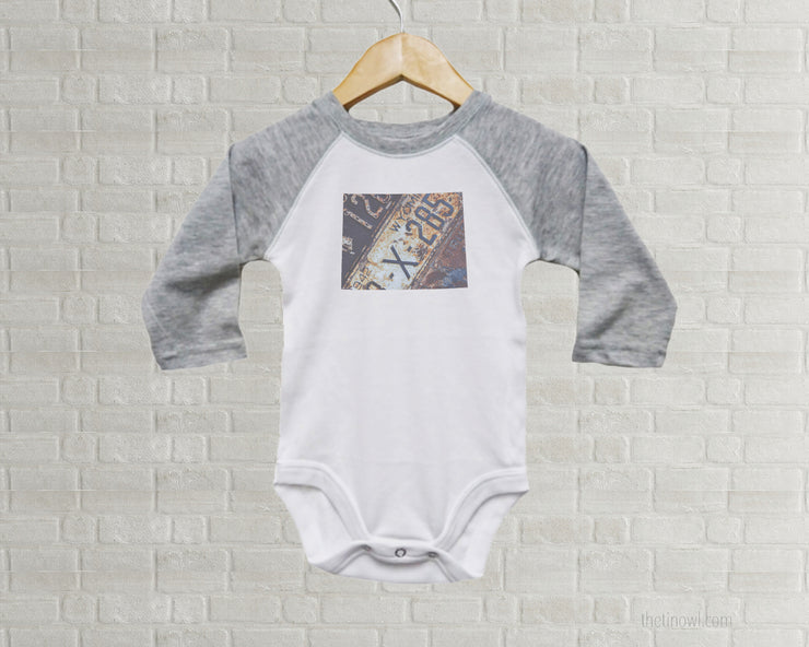 Wyoming Baby Bodysuit | Romper | Vintage License Plate Art