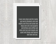 Greeting Card - I Love Rainy Days and You
