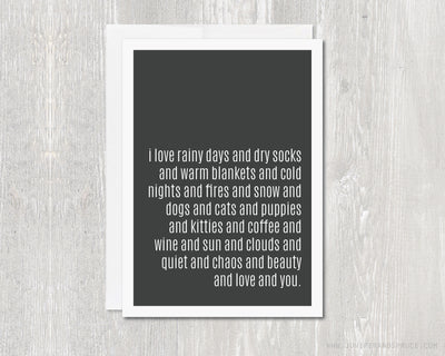Greeting Card - I Love Rainy Days and You