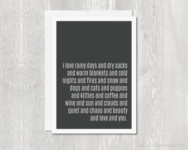 Greeting Card - I Love Rainy Days and You