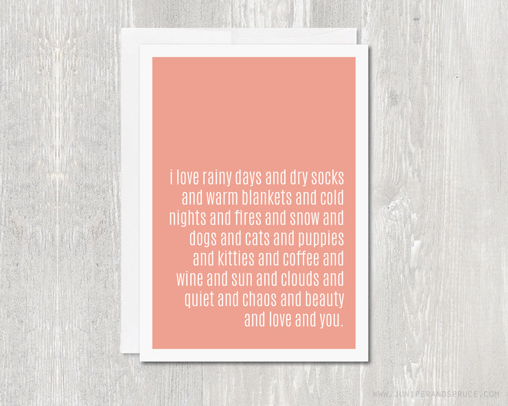 Greeting Card - I Love Rainy Days and You
