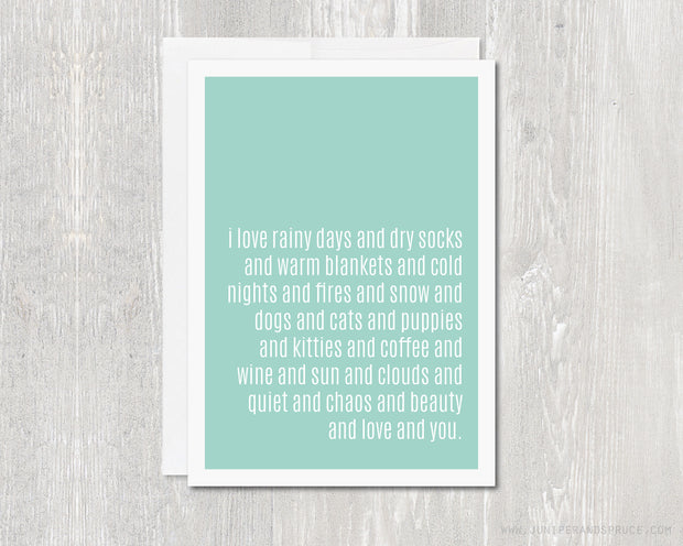Greeting Card - I Love Rainy Days and You