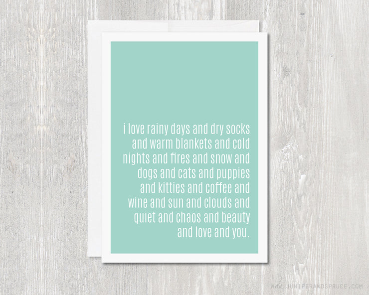 Greeting Card - I Love Rainy Days and You