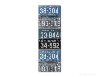 Bookmark - Vintage North Dakota License Plates