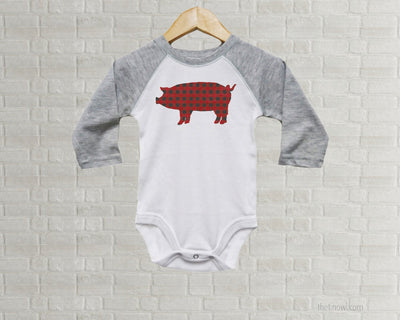 Baby Romper - Buffalo Plaid Pig