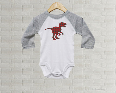 Baby Romper - Buffalo Plaid T-Rex