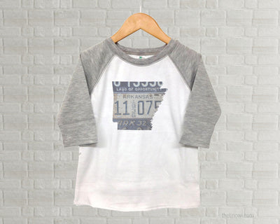 Arkansas Youth Raglan T-Shirt - Vintage License Plate Art