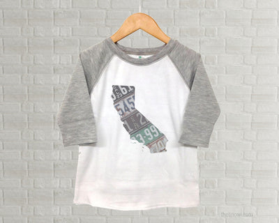 California Youth Raglan T-Shirt - Vintage License Plate Art