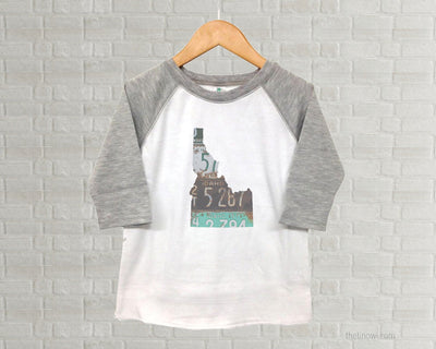 Idaho Youth Raglan T-Shirt - Vintage License Plate Art