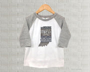 Indiana Youth Raglan T-Shirt - Vintage License Plate Art