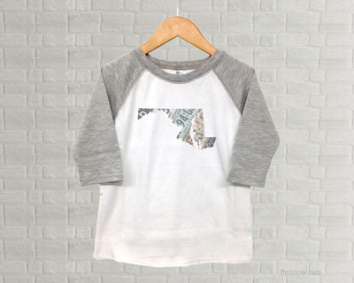 Maryland Youth Raglan T-Shirt - Vintage License Plate Art