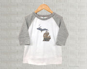 Michigan Youth Raglan T-Shirt - Vintage License Plate Art