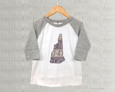New Hampshire Youth Raglan T-Shirt - Vintage License Plate Art