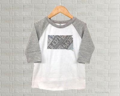 South Dakota Youth Raglan T-Shirt - Vintage License Plate Art