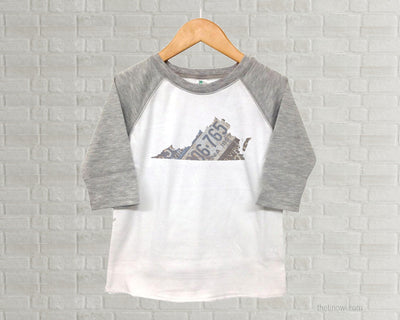 Virginia Youth Raglan T-Shirt - Vintage License Plate Art