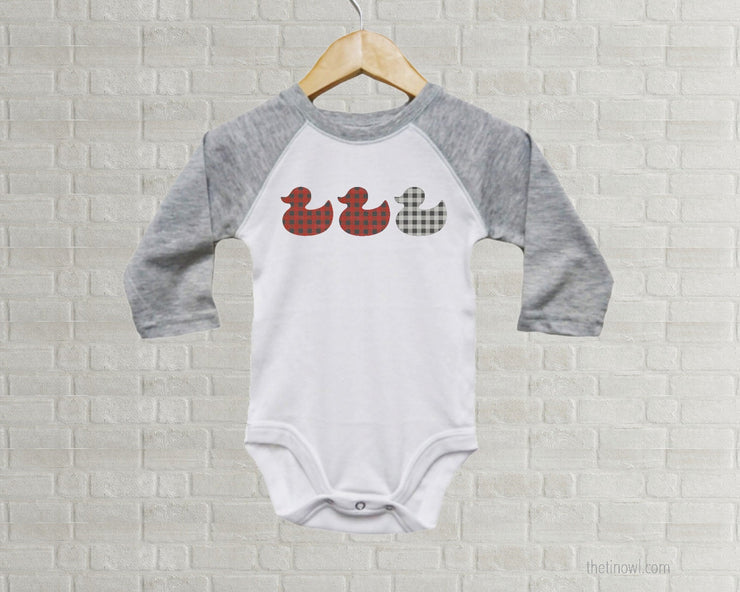 Baby Romper - Buffalo Plaid Duck Duck Gray Duck