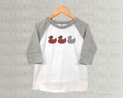 Duck Duck Gray Duck Youth Raglan Shirt  - Toddler Buffalo Plaid