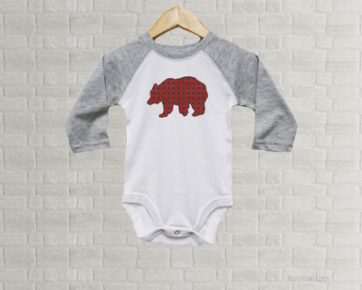 Baby Romper - Buffalo Plaid Bear