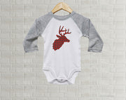 Baby Romper - Buffalo Plaid Deer