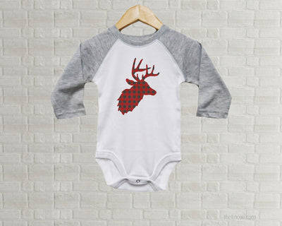 Baby Romper - Buffalo Plaid Deer