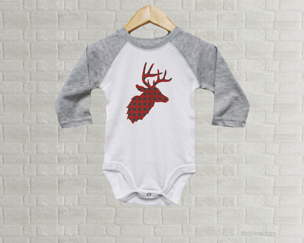 Baby Romper - Buffalo Plaid Deer