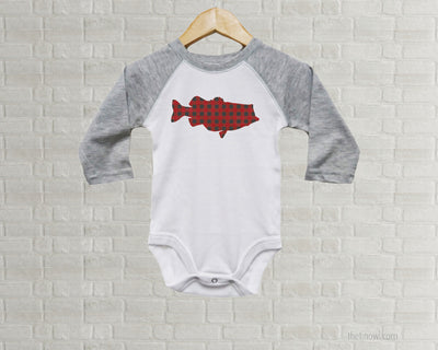 Baby Romper - Buffalo Plaid Fish