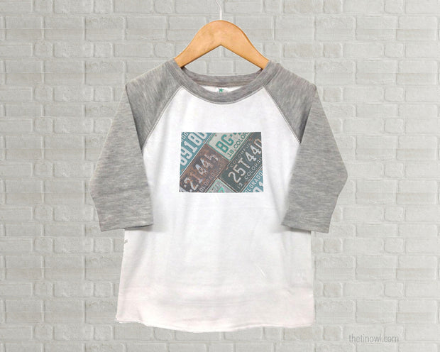 Colorado Youth Raglan T-Shirt - Vintage License Plate Art