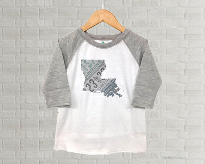 Louisiana Youth Raglan T-Shirt - Vintage License Plate Art