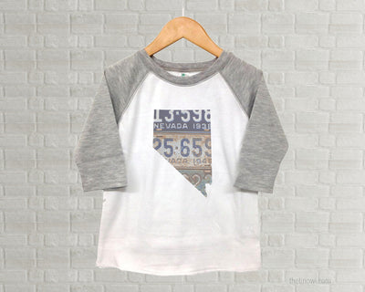 Nevada Youth Raglan T-Shirt - Vintage License Plate Art