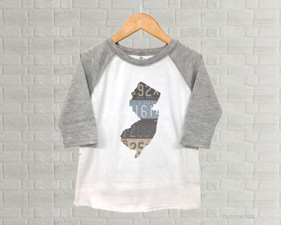New Jersey Youth Raglan T-Shirt - Vintage License Plate Art