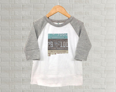 New Mexico Youth Raglan T-Shirt - Vintage License Plate Art