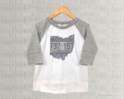 Ohio Youth Raglan T-Shirt - Vintage License Plate Art