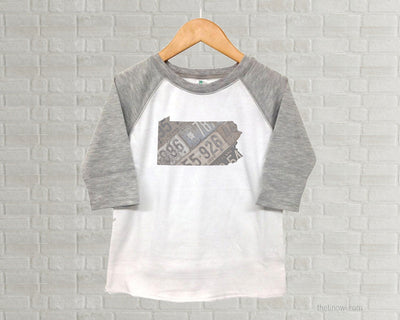 Pennsylvania Youth Raglan T-Shirt - Vintage License Plate Art