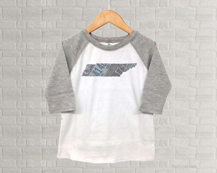 Tennessee Youth Raglan T-Shirt - Vintage License Plate Art