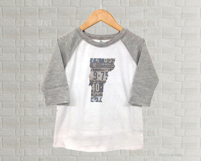 Vermont Youth Raglan T-Shirt - Vintage License Plate Art