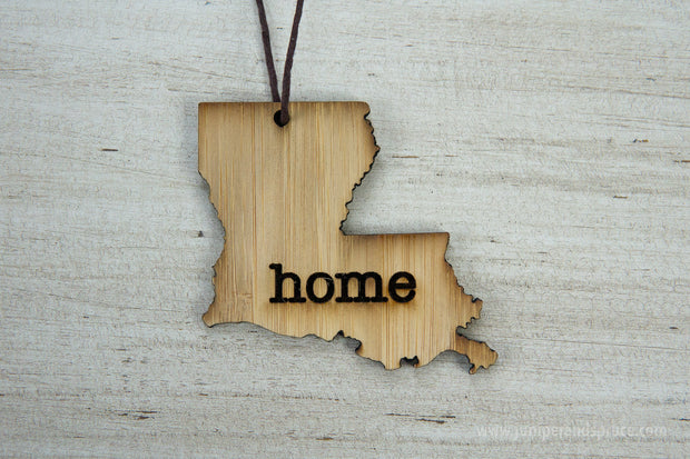 Louisiana Outline Ornament | Rustic Wood | Heart Home | Louisiana Love | Etched | Laser Cut