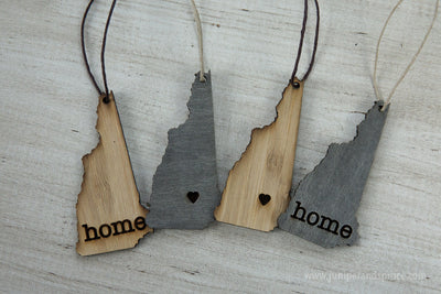 New Hampshire Outline Ornament | Rustic Wood | Heart Home | New Hampshire Love | Etched | Laser Cut