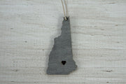 New Hampshire Outline Ornament | Rustic Wood | Heart Home | New Hampshire Love | Etched | Laser Cut