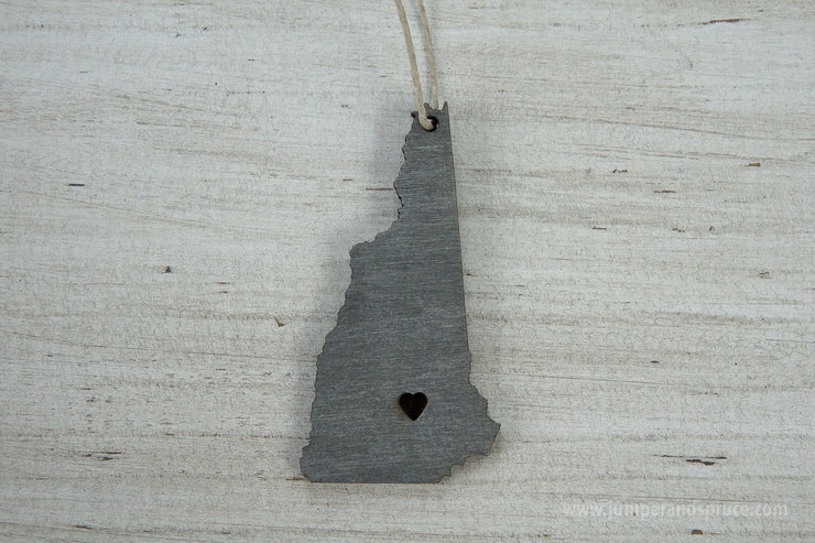 New Hampshire Outline Ornament | Rustic Wood | Heart Home | New Hampshire Love | Etched | Laser Cut